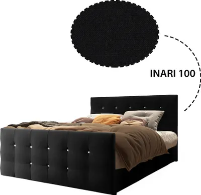 Produktbild von Boxspringbett Hotellbett KLEO , 180 x 200 cm , ( Schwarz - Inari 100 )