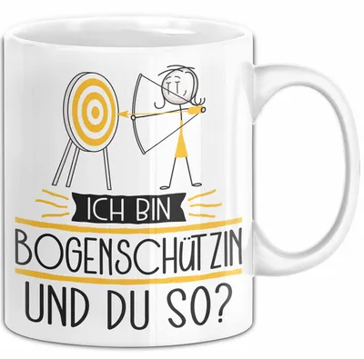 Produktbild von Bogenschützin Tasse Geschenk Ich Bin Bogenschützin Und Du So Geschenkidee Lustiger Spruch Becher (Weiß)