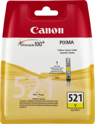 Produktbild von Canon CLI-521 Y, Gelb, iP3600, iP4600, iP4600x, MP540, MP540x, MP550, MP560, MP620, MP620B, MP630, MP640, MP980, MP990, MX8, Tintenstrahl