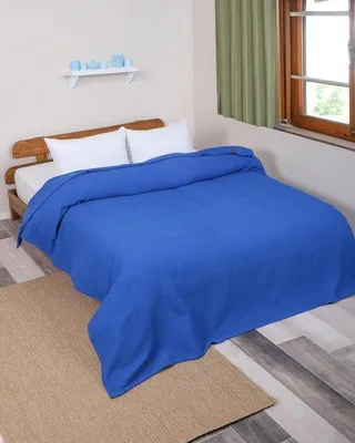 Productafbeelding van Famanu wollen deken, 100% katoen - omkeerbaar (blauw, 160 x 220 cm)