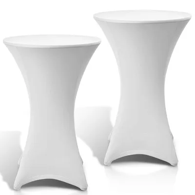 Image de Eikuavons : 2 housses extensibles blanches pour table haute, housse élastique pour table de bistrot, ø 80 × 110 cm