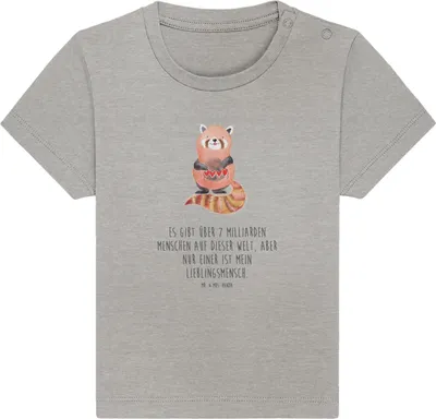 Produktbild von Mr. & Mrs. Panda Babyshirt Roter Panda 0. - 6. Monat - Heather Grey - Geschenk, Liebe, Baby Jerseyshirt,  T-Shirt, Lieblingsmensch, Kleinkind Shirt, Rot, Liebling