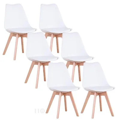 Zdjęcie produktu dla Zestaw krzeseł do jadalni, nowoczesny minimalistyczny design, tapicerowane siedzisko z PU, białe