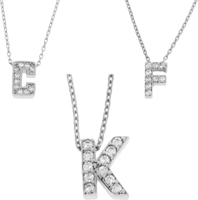 Produktbild von Halskette mit Buchstabe Zirkonia Anhänger 585er Gold Namensanhänger Kette Etui F