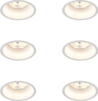 Produktbild von QAZQA - Set mit 6 modernen Einbaustrahlern weiß AR70 - Dept I Wohnzimmer I Schlafzimmer - Aluminium - LED geeignet GU10