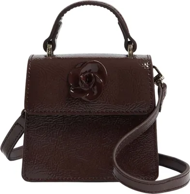 Image de Ted Baker Cuir sac à main sac à épaule bandoulière Rouset Rose Detail Mini Leather Bag Brown marron foncé