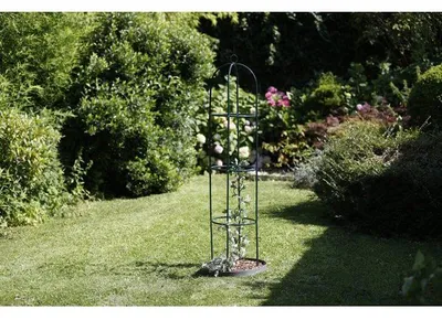 Obrázok produktu pre Záhradný obelisk s pergolou, 190 x 40 x 40 cm, oceľ s zeleným plastovým povrchom, opora pre ruže a popínavé rastliny