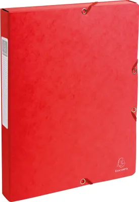 Image de Boîte d'archivage Exacompta Exabox, dos de 25 mm, format A4, rouge, avec étiquette