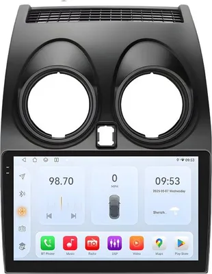 Immagine prodotto di Autoradio con Bluetooth e CarPlay per Nissan Qashqai J10 (2006-2013) – Compatibile con Apple e Android – Impianto stereo – Sistema di navigazione – 4 GB di RAM, 32 GB di memoria interna