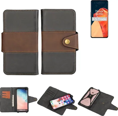 Produktbild von K-S-Trade Handyhülle Schutzhülle Hülle Bookstyle Wallet-Case kompatibel mit OnePlus 9 Bumper Rundumschutz schwarz-braun 1x