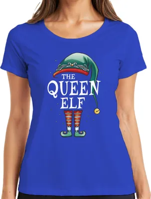 Produktbild von Queen Elf Weihnachten Partnerkostüm - Weihnachtsgeschenk Christmas Damen T-Shirt, Blau, XXL