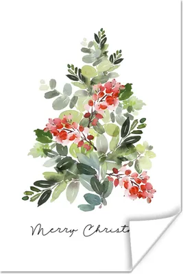 Produktbild von MuchoWow® Poster Weihnachtsbaum - Zitat - Aquarell 120x180 cm - Kunstposter