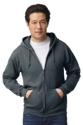 Image de Gildan - Sweat à capuche avec fermeture éclair intégrale pour hommes/femmes Uni FK3166 (S) (gris chiné)