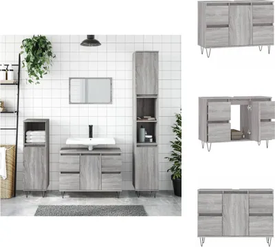 Produktbild von vidaXL Badschrank Grau Sonoma 80x33x60 cm Holzwerkstoff -  Badezimmerwaschtische