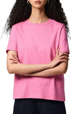 Produktbild von Damen Basic-Shirt Ria Solid Regular Fit Rundhalsausschnitt Rosa Baumwolle