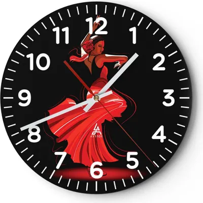 Produktbild von Wanduhr - Rund - Glasuhr - Tanz Tänzer - 30x30cm - Schleichendes Uhrwerk - Lautlos - zum Aufhängen bereit - Dekoration Modern - Wanddekoration aus Glas - C4AR30x30-4121