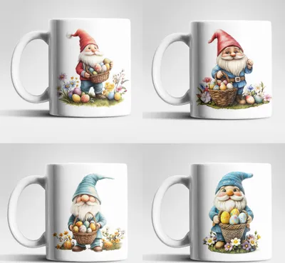 Produktbild von Ostern Gnom Ostereier Kaffeetasse Teetasse Tasse Geschenkidee 325 ml – 4er Set