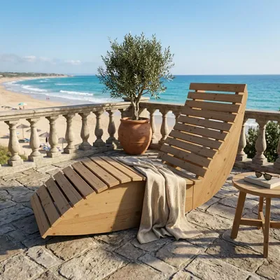 Produktbild von Holzliege Wellenliege Waldsofa Gartenliege "Schaukel-Sannerl"(Fichte) Breite 70cm Schaukelliege Relaxliege Himmelsliege