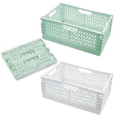 Image de Boîtes de rangement pliables, lot de 2, peu encombrantes pour les petits espaces, empilables, robustes, pour la cuisine, la salle de bain, le bureau, 30 × 20 × 12 cm
