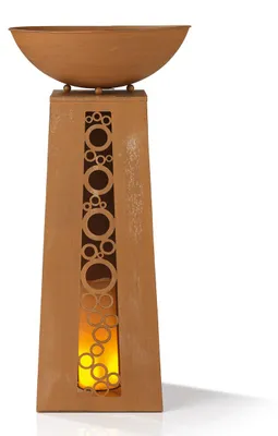 Produktbild von EASYmaxx LED- Pflanzsäule Modell Flamme Rost-Optik Dekosäule mit Abnehmbarer Pflanzschale Timerfunktion warmweiße LEDs Für In-& Outdoor 69cm Höhe