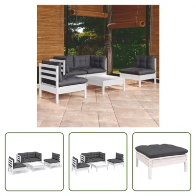 Produktbild von The Living Store 5-tlg. Garten-Lounge-Set mit Kissen Kiefer Massivholz