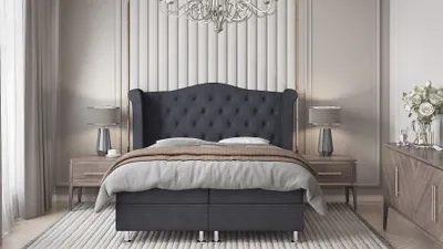 Obrázek produktu pro Čalouněná manželská postel ELSA - 160x200, černá