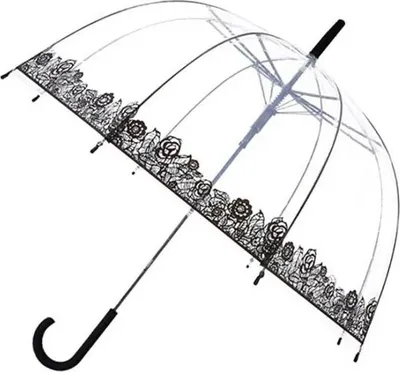 Produktbild von Transparenter Automatik-Regenschirm windbeständig mit Punkte Blumenborte Ø 85 cm