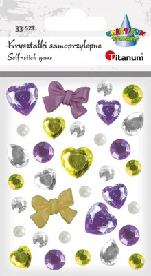 Produktbild von Selbstklebende Kristalle Herzen Teardrops Schleifen lila gelb Titanum