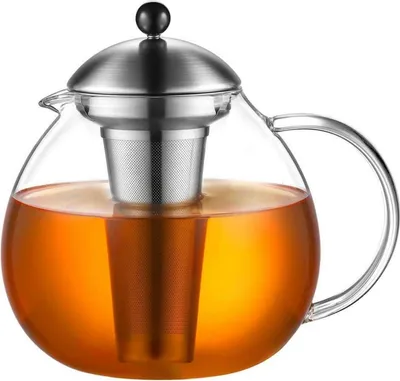 Image de Théière Glastal argent 2000ml en verre borosilicate avec passoire à thé en acier inoxydable