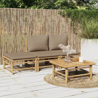 Produktbild von Maison Exclusive - 4-tlg. Garten-Lounge-Set mit Taupe Kissen Bambus
