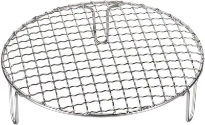 Image de Grille de cuisson en acier inoxydable de 21 cm avec pieds de 50 mm pour griller et rôtir