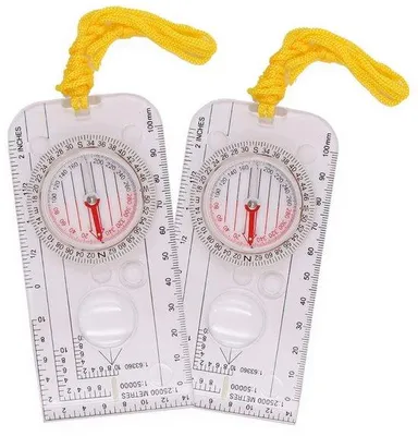 Productafbeelding van Navigatiekompas - 2 stuks - Waterdicht - Compact - Oriëntatiekompas - Acryl/ABS - 130 x 65 x 17 mm