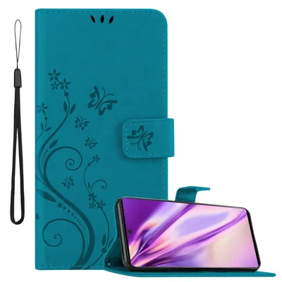 Produktbild von Cadorabo Hülle für Google PIXEL 6 PRO Schutz Hülle in Blau Schutzhülle Handy Hülle Etui Case Blumen Flower