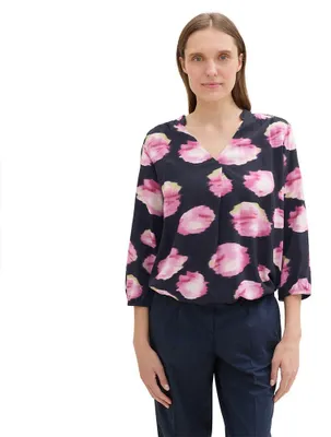Produktbild von TOM TAILOR Damen Bluse mit Muster & V-Ausschnitt,35888 - digital flower design,