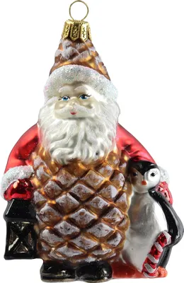 Produktbild von Tannenzapfen Santa mit einem Pinguin