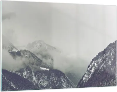 Produktbild von Bilder auf glas - Einteilig - Berge Wald Nebel - 120x80cm - Glasbilder - Wandbilder - Bilder - zum Aufhängen bereit - Wanddekoration aus Glas - Glas Bilder - Wandbild auf Glas - GAA120x80-4270
