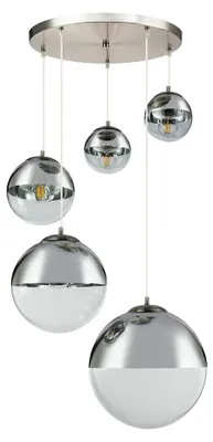 Produktbild von Hängeleuchte, 5-Flammig, Glaskugeln, chrom, klar, H 150 cm