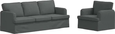 Imagen del producto de vidaXL Juego de sofás de 2 piezas, color gris oscuro, tapizado en tela