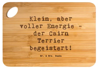 Produktbild von Mr. & Mrs. Panda Holzbrett Spruch Cairn Terrier - Transparent - Geschenk, Brett, Hunde Sprüche, Hunderassen, Hunderasse, Frühstücksbrett, Familienhund, Schneidebrett