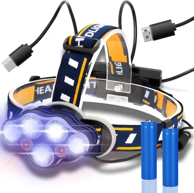 Immagine prodotto di Lampada frontale a LED Lampada frontale super luminosa COB XPE Torcia 4 modalità Lampada frontale luminosa impermeabile Batteria ricaricabile Adulti Bambini Campeggio Retoo