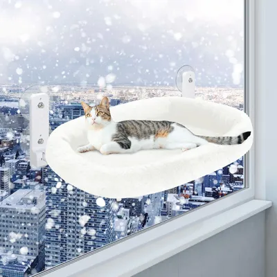 Immagine prodotto di Lettino per gatti da finestra, con lettiera integrata, 60x30 cm, color beige