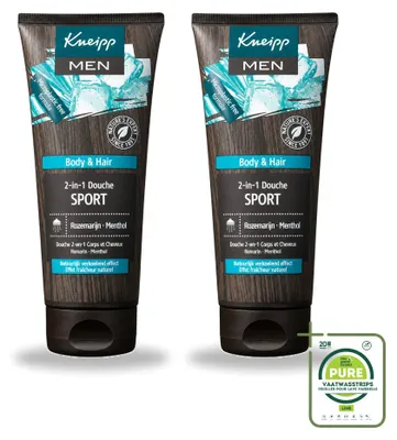 Image de 2 x Gel douche et shampooing 2-en-1 Kneipp Homme – 200 ml – Lot de 2