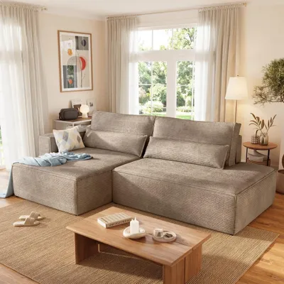 Produktbild von BroMARKT Ecksofa mit Schlaffunktion TIVIO 190x115 cm Schlafsofa mit Bettkasten Eckcouch Braun Links