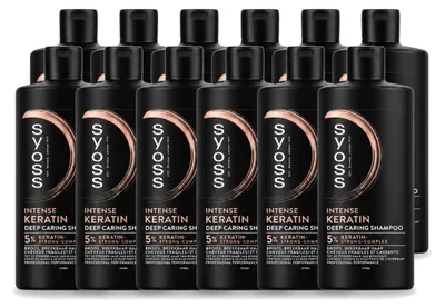 Productafbeelding van 12 x Syoss Keratin Diepverzorgende Shampoo - 440 ml - Voordeelverpakking - 12 stuks