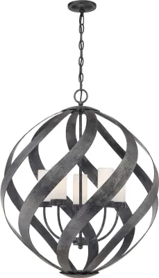 Produktbild von Außenlampe Metall Glas H: max. 333,7 cm IP44 Schwarz Antik Weiß E14 rund Kugelschirm Modern Hängelampe außen