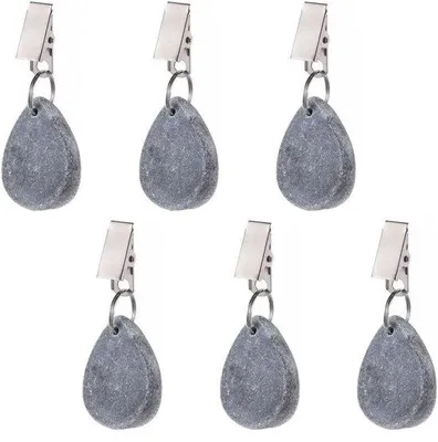 Productafbeelding van Zware tafelgewichten, set van 6, grijs, marmerlook, voor buiten gebruik