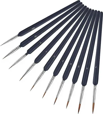 Produktbild von 10-teilige Detailpinsel für Acrylfarben – Feinpinsel, Figurenpinsel, Modellpinsel, Aquarellpinsel, ideal für feine Details und Endbearbeitung