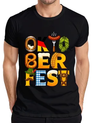 Immagine prodotto di , Wiesn, Baviera, birra, brezel, lederhosen, dirndl, Monaco, maglietta da uomo, nera, taglia 3XL