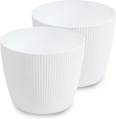 Image de Grandes jardinières en plastique - 2 x bacs à herbes aromatiques (blancs, 22 cm)