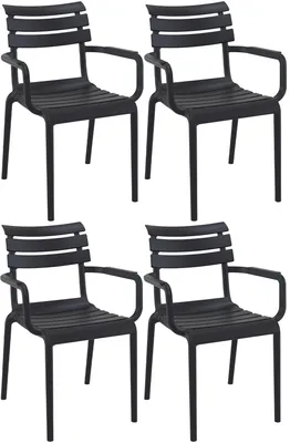 Produktbild von CLP 4er Set Gartenstühle Paris wetterfeste Kunststoffstühle stapelbar bis 160 kg schwarz